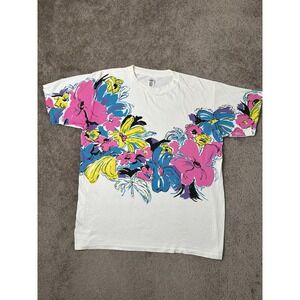Vintage Mens Tshirt 90s Floral Band Tees Multicolour Y2K, Streetwear, Size S/M‎